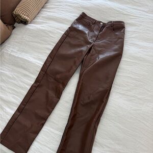Aritzia Brown Leather Pants